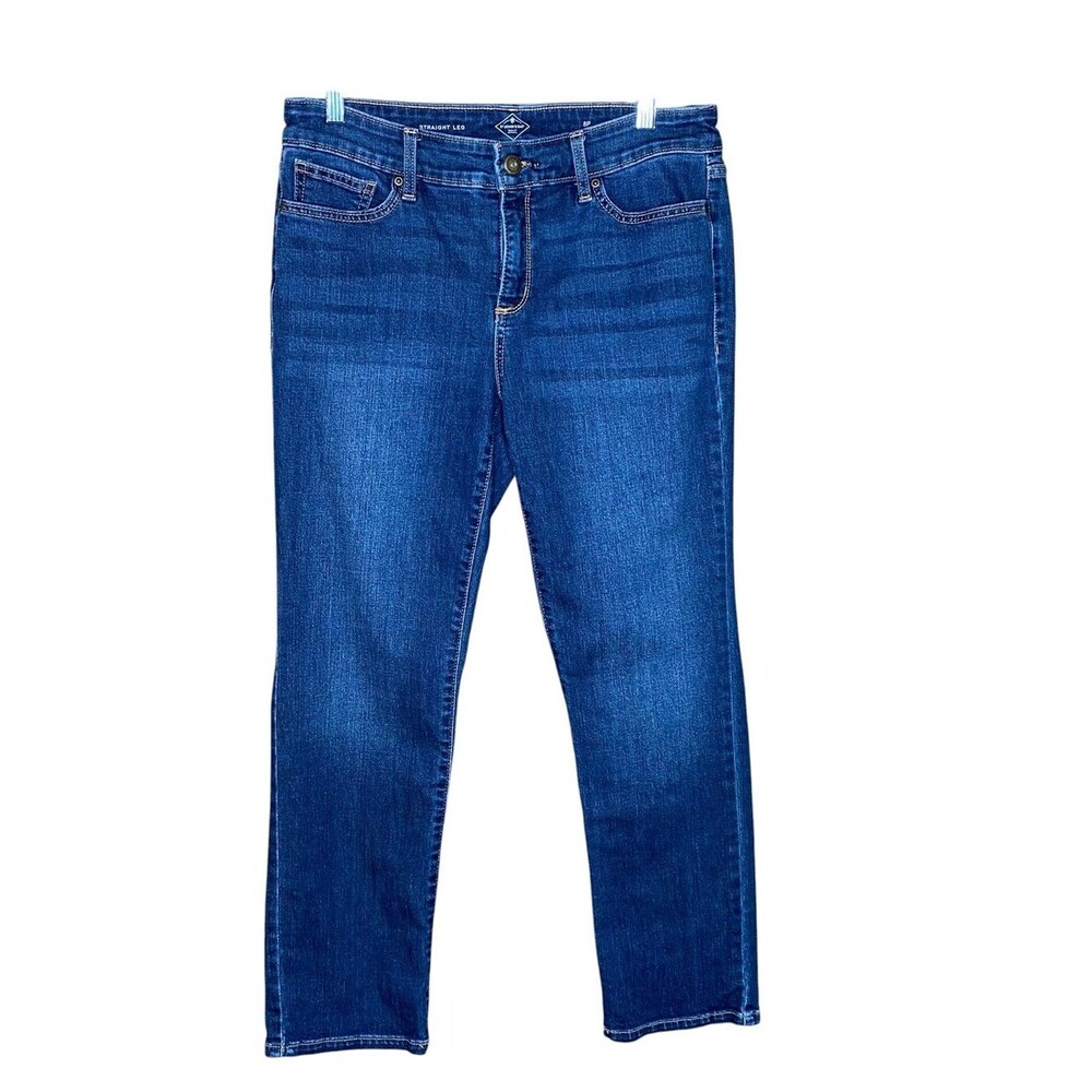 St. John's Bay Straight-Leg Jeans Size 8 Petite Mid Rise with Some Stretch